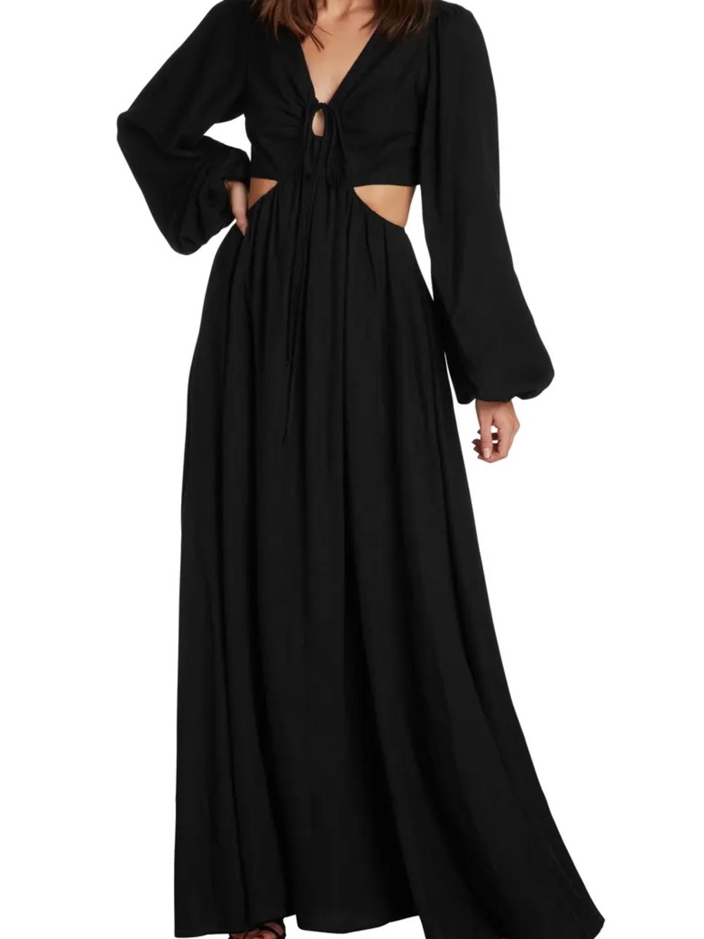 Willow Black Long Sleeve Cutout Maxi Dress